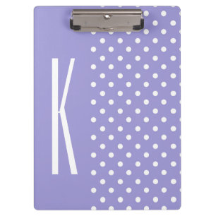 Lavender Lila & White Polka Dots Klemmbrett