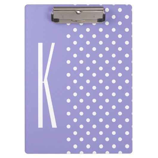 Lavender Lila & White Polka Dots Klemmbrett (Vorderseite)
