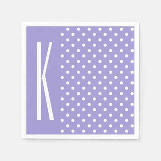 Lavender Lila & White Polka Dots Serviette (Vorderseite)
