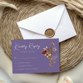 Lavender Lila Wildblume Boho Wedding RSVP Card Karte