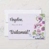 Lavender lila Wildblume Frühjahr Bridesmaid Einladung (Vorderseite)