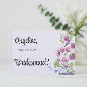 Lavender lila Wildblume Frühjahr Bridesmaid Einladung (Stehend Vorderseite)