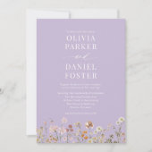Lavender Lila Wildblume QR Code Foto Hochzeit Einladung (Vorderseite)