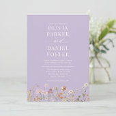 Lavender Lila Wildblume QR Code Foto Hochzeit Einladung (Stehend Vorderseite)