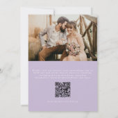 Lavender Lila Wildblume QR Code Foto Hochzeit Einladung (Rückseite)