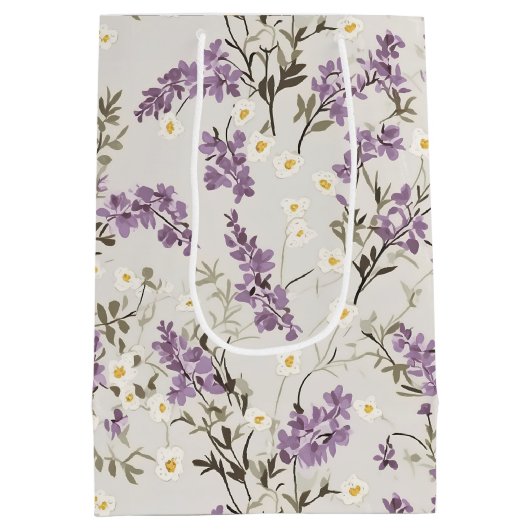 Lavender Lilac Blume Design Mittlere Geschenktüte (Rückseite)
