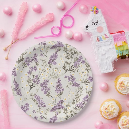Lavender Lilac Blume Design Pappteller (Party)