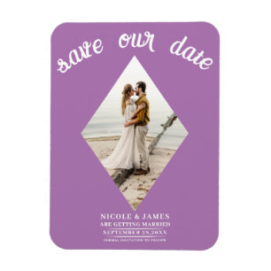 Lavender Lilac Diamond Foto Wedding Save the Date Magnet
