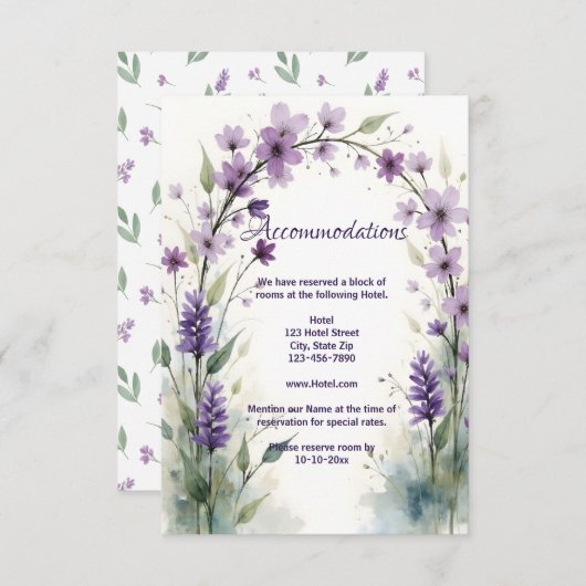 Lavender & Lilac Floral Arch Accommodations Begleitkarte (Vorne/Hinten)