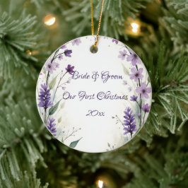 Lavender Lilac Floral Arch Christmas Keramik Ornament