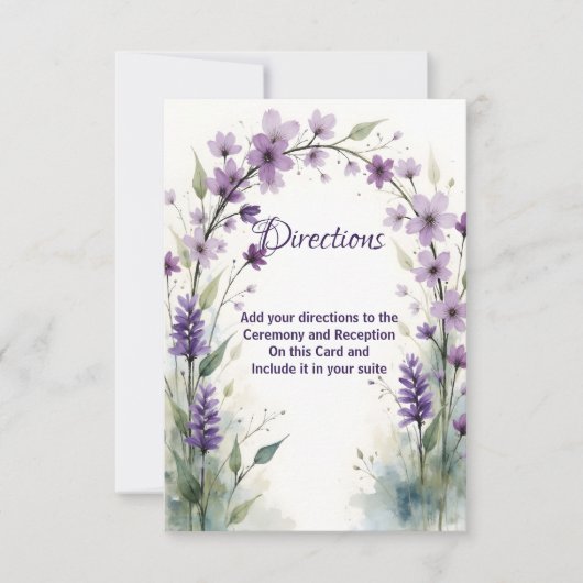 Lavender & Lilac Floral Arch Directions Card Dankeskarte (Vorderseite)
