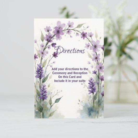 Lavender & Lilac Floral Arch Directions Card Dankeskarte (Stehend Vorderseite)