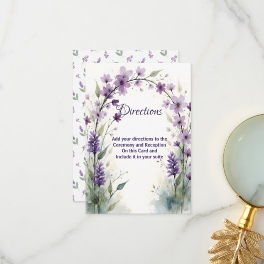 Lavender Lilac Floral Arch Directions Encl Card Dankeskarte (Vorderseite/Rückseite Beispiel)