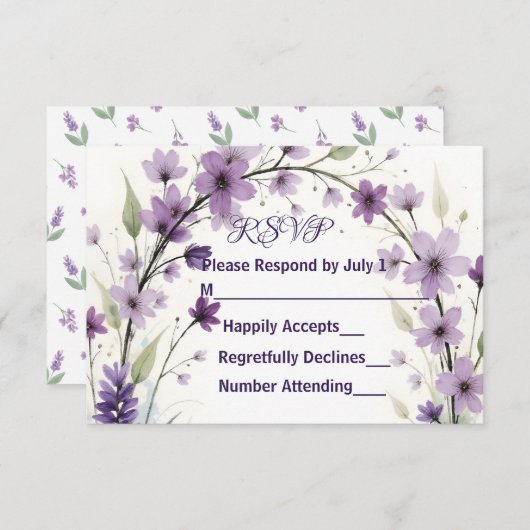 Lavender & Lilac Floral Arch RSVP Karte (Vorne/Hinten)