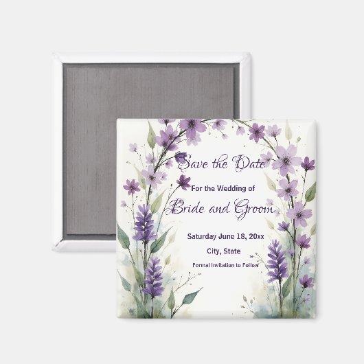 Lavender & Lilac Floral Arch Save the Date Magnet (Vorderseite/Rückseite)