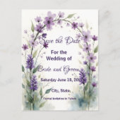 Lavender & Lilac Floral Arch Save the Date Postkarte (Vorderseite)