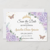 Lavender Lilac Floral Quinceañera 15 Save the Date (Vorderseite)