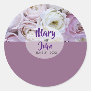 Lavender Lilac Floral Rose Wedding Runder Aufkleber