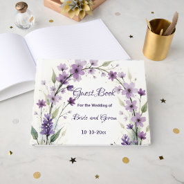 Lavender Lilac Floral Wedding Gästebuch