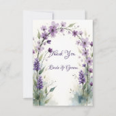 Lavender Lilac Floral Wedding Photo Dankeskarte (Vorderseite)