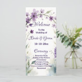 Lavender Lilac Floral Wedding Programm (Stehend Vorderseite)