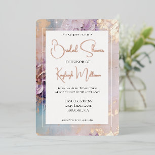 Lavender Lilac Gold Aqua Brautparty Folieneinladung