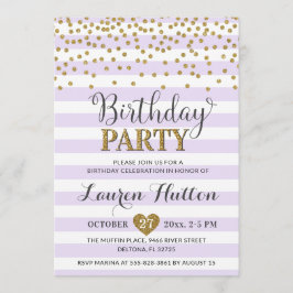 Lavender Lilac Gold Glitzer Elegante Geburtstagspa Einladung