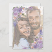 Lavender Lilac Gold Vellum Overlay Foto Hochzeit Einladung (Vorderseite)