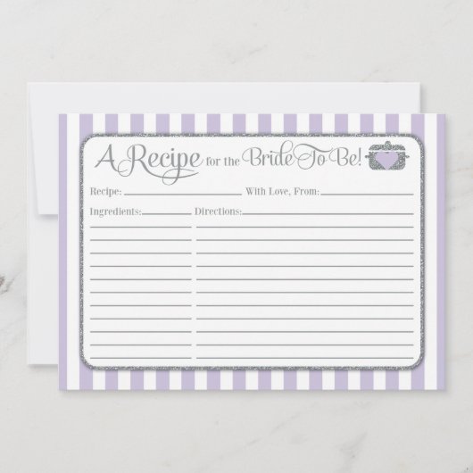 Lavender Lilac Gray Brautparty Rezept Card (Vorderseite)