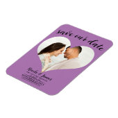 Lavender Lilac Heart Foto Wedding Save the Date Magnet (Linke Seite)