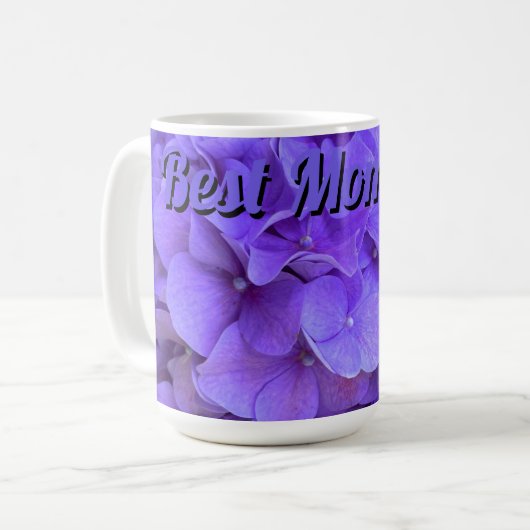 Lavender lilac lila Hydrangeas Blume beste Mama Kaffeetasse (Vorderseite Links)
