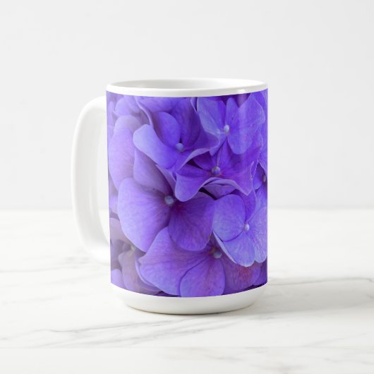Lavender lilac lila Hydrangeas violette Blumen Kaffeetasse (Vorderseite Links)