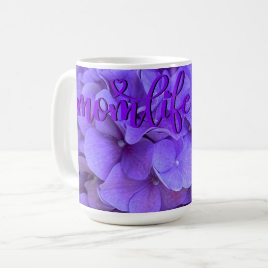 Lavender lilac lila Hydrangeas violette Blumen Kaffeetasse (Vorderseite Links)