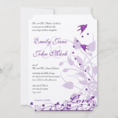 Lavender & Lilac Lila Plum Love Bird Wedding Einladung (Vorderseite)