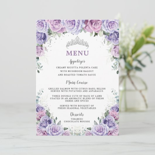 Lavender Lilac Lila Rose Blumenmenü Programm (Stehend Vorderseite)