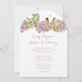 Lavender Lilac Love Bird Wedding Einladung (Vorderseite)