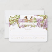 Lavender Lilac Love Bird Wedding RSVP Karte (Vorderseite)