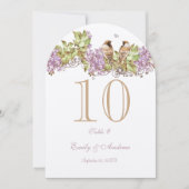 Lavender Lilac Love Bird Wedding Tischnummer Card (Vorderseite)