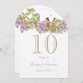 Lavender Lilac Love Bird Wedding Tischnummer Card (Vorne/Hinten)