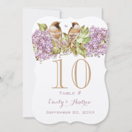 Lavender Lilac Love Bird Wedding Tischnummer Card