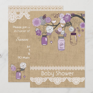 Lavender Lilac Mason Jar Baby Dusche Einladung