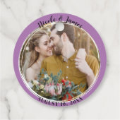 Lavender Lilac Minimal Trendy Round Foto Wedding Geschenkanhänger (Rückseite)