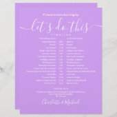 Lavender Lilac Modern Wedding Zeitplan Zeitleiste (Vorne/Hinten)