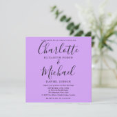 Lavender Lilac Orchid Elegante Script Wedding Einladung (Stehend Vorderseite)