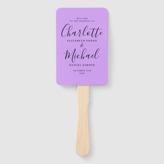Lavender Lilac Orchid Script Wedding Program Fächer (Vorderseite)
