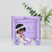 Lavender Lilac Pearl Gray Baby Shower Girl Einladung (Stehend Vorderseite)