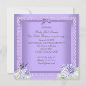 Lavender Lilac Pearl Gray Baby Shower Girl Einladung (Rückseite)