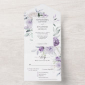 Lavender Lilac Purple Peonies Greenery Wedding All In One Einladung (Innen Boden)