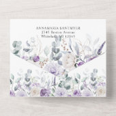Lavender Lilac Purple Peonies Greenery Wedding All In One Einladung (Rückseite)