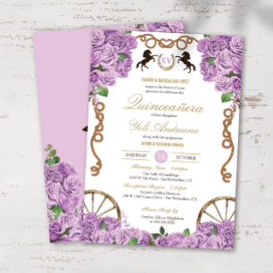 Lavender Lilac Rose Western Charro Quinceanera Einladung